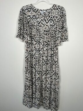 Go Softly Patio Housedress size M leopard white brown midi front zip lounge NEW